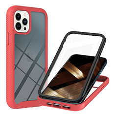 Carcasa Bumper Funda Silicona Transparente 360 Grados YB1 para Apple iPhone 14 Pro Max Rojo