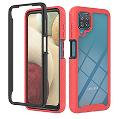Carcasa Bumper Funda Silicona Transparente 360 Grados YB1 para Samsung Galaxy A12 Nacho Rojo