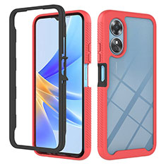 Carcasa Bumper Funda Silicona Transparente 360 Grados YB2 para Oppo A17 Rojo