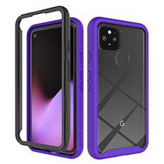 Carcasa Bumper Funda Silicona Transparente 360 Grados ZJ1 para Google Pixel 5 Purpura Claro