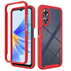 Carcasa Bumper Funda Silicona Transparente 360 Grados ZJ1 para Oppo A17 Rojo