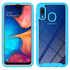 Carcasa Bumper Funda Silicona Transparente 360 Grados ZJ1 para Samsung Galaxy A20 Azul Cielo