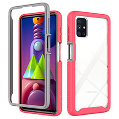 Carcasa Bumper Funda Silicona Transparente 360 Grados ZJ1 para Samsung Galaxy M51 Rosa Roja