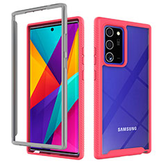Carcasa Bumper Funda Silicona Transparente 360 Grados ZJ1 para Samsung Galaxy Note 20 Ultra 5G Rosa Roja
