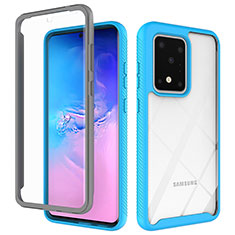 Carcasa Bumper Funda Silicona Transparente 360 Grados ZJ1 para Samsung Galaxy S20 Ultra 5G Azul Cielo