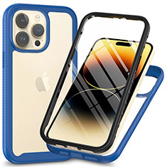 Carcasa Bumper Funda Silicona Transparente 360 Grados ZJ3 para Apple iPhone 14 Pro Azul