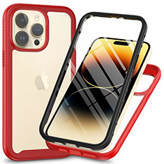 Carcasa Bumper Funda Silicona Transparente 360 Grados ZJ3 para Apple iPhone 14 Pro Rojo