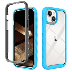 Carcasa Bumper Funda Silicona Transparente 360 Grados ZJ3 para Apple iPhone 15 Azul Cielo