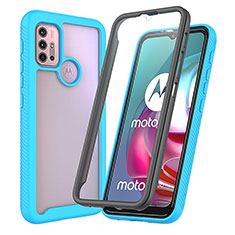 Carcasa Bumper Funda Silicona Transparente 360 Grados ZJ3 para Motorola Moto G10 Azul Cielo
