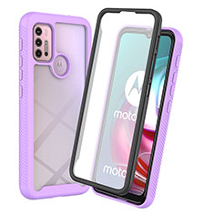 Carcasa Bumper Funda Silicona Transparente 360 Grados ZJ3 para Motorola Moto G10 Power Morado