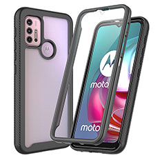 Carcasa Bumper Funda Silicona Transparente 360 Grados ZJ3 para Motorola Moto G10 Power Negro
