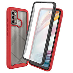 Carcasa Bumper Funda Silicona Transparente 360 Grados ZJ3 para Motorola Moto G60 Rojo