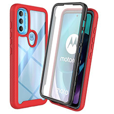 Carcasa Bumper Funda Silicona Transparente 360 Grados ZJ3 para Motorola Moto G71 5G Rojo