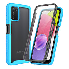 Carcasa Bumper Funda Silicona Transparente 360 Grados ZJ3 para Samsung Galaxy M02s Azul Cielo