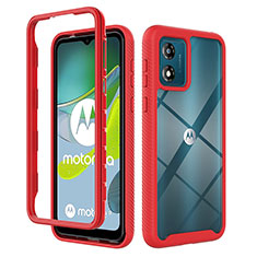 Carcasa Bumper Funda Silicona Transparente 360 Grados ZJ4 para Motorola Moto E13 Rojo