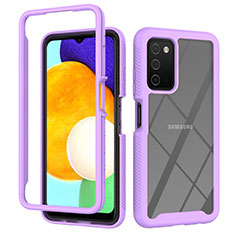 Carcasa Bumper Funda Silicona Transparente 360 Grados ZJ4 para Samsung Galaxy A02s Purpura Claro