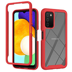 Carcasa Bumper Funda Silicona Transparente 360 Grados ZJ4 para Samsung Galaxy A02s Rojo