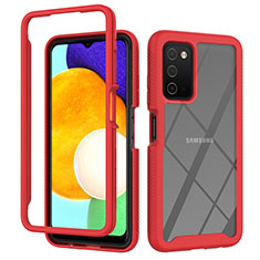 Carcasa Bumper Funda Silicona Transparente 360 Grados ZJ4 para Samsung Galaxy A03s Rojo