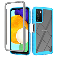 Carcasa Bumper Funda Silicona Transparente 360 Grados ZJ4 para Samsung Galaxy F02S SM-E025F Azul Cielo