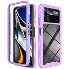 Carcasa Bumper Funda Silicona Transparente 360 Grados ZJ4 para Xiaomi Poco X4 Pro 5G Purpura Claro