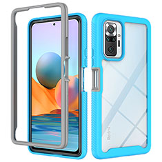 Carcasa Bumper Funda Silicona Transparente 360 Grados ZJ4 para Xiaomi Redmi Note 10 Pro Max Azul Cielo