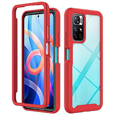 Carcasa Bumper Funda Silicona Transparente 360 Grados ZJ4 para Xiaomi Redmi Note 11 5G Rojo