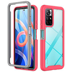 Carcasa Bumper Funda Silicona Transparente 360 Grados ZJ4 para Xiaomi Redmi Note 11 5G Rosa Roja