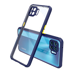 Carcasa Bumper Funda Silicona Transparente Espejo para Oppo A93 Azul