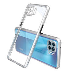 Carcasa Bumper Funda Silicona Transparente Espejo para Oppo A93 Plata