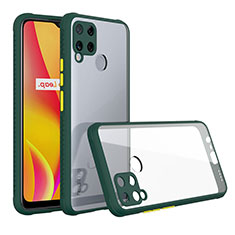 Carcasa Bumper Funda Silicona Transparente Espejo para Realme C15 Verde Noche