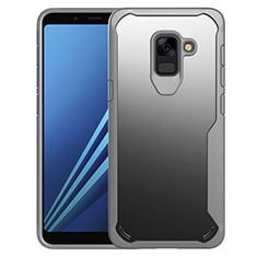 Carcasa Bumper Funda Silicona Transparente Espejo para Samsung Galaxy A8+ A8 Plus (2018) Duos A730F Gris