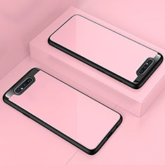 Carcasa Bumper Funda Silicona Transparente Espejo para Samsung Galaxy A80 Oro Rosa