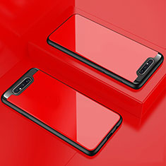 Carcasa Bumper Funda Silicona Transparente Espejo para Samsung Galaxy A80 Rojo