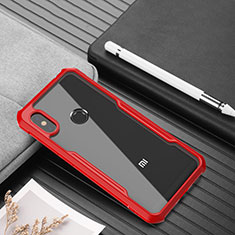 Carcasa Bumper Funda Silicona Transparente Espejo para Xiaomi Redmi Note 6 Pro Rojo