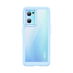 Carcasa Bumper Funda Silicona Transparente J01S para Oppo Reno7 5G Azul