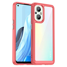 Carcasa Bumper Funda Silicona Transparente J01S para Oppo Reno7 Z 5G Rojo