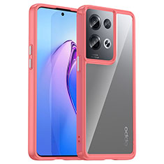 Carcasa Bumper Funda Silicona Transparente J01S para Oppo Reno8 Pro+ Plus 5G Rojo