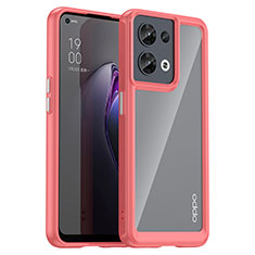 Carcasa Bumper Funda Silicona Transparente J01S para Oppo Reno9 5G Rojo