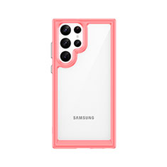 Carcasa Bumper Funda Silicona Transparente M03 para Samsung Galaxy S21 Ultra 5G Rojo