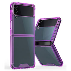 Carcasa Bumper Funda Silicona Transparente P01 para Samsung Galaxy Z Flip3 5G Morado