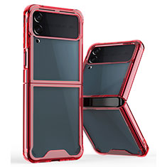 Carcasa Bumper Funda Silicona Transparente P01 para Samsung Galaxy Z Flip3 5G Rojo