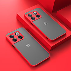 Carcasa Bumper Funda Silicona Transparente para OnePlus 12 5G Rojo