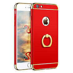 Carcasa Bumper Lujo Marco de Metal y Plastico con Anillo de dedo Soporte A01 para Apple iPhone 6 Rojo