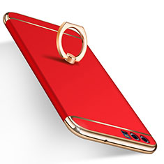 Carcasa Bumper Lujo Marco de Metal y Plastico con Anillo de dedo Soporte A01 para Huawei P10 Rojo
