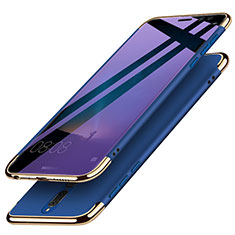 Carcasa Bumper Lujo Marco de Metal y Plastico con Anillo de dedo Soporte para Huawei G10 Azul