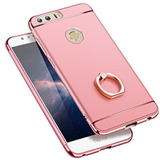 Carcasa Bumper Lujo Marco de Metal y Plastico con Anillo de dedo Soporte para Huawei Honor 8 Oro Rosa