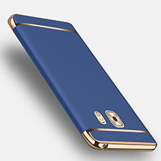 Carcasa Bumper Lujo Marco de Metal y Plastico con Anillo de dedo Soporte para Samsung Galaxy C9 Pro C9000 Azul