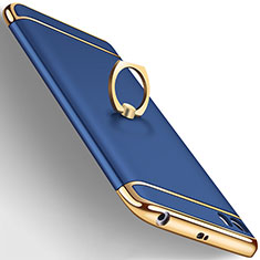 Carcasa Bumper Lujo Marco de Metal y Plastico con Anillo de dedo Soporte para Xiaomi Mi 5 Azul