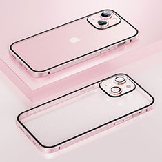 Carcasa Bumper Lujo Marco de Metal y Plastico Funda Bling-Bling LF1 para Apple iPhone 13 Oro Rosa