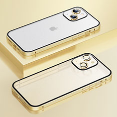 Carcasa Bumper Lujo Marco de Metal y Plastico Funda Bling-Bling LF1 para Apple iPhone 14 Oro